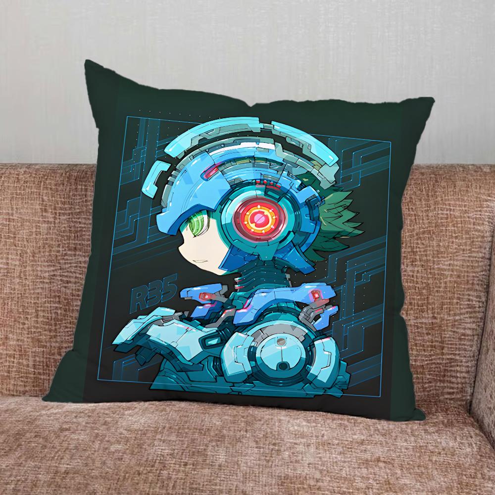 Game M-Megaman R-Rockman Pillow Case For Home Bedroom Car Office Decoration Living Room Sofa Cushion Cover Suitable