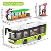 City Traffic Car Green Blue Passenger Bus Station Single-Deck Public Set Figures Model Building Blocks Diy Toys For Boys Gifts