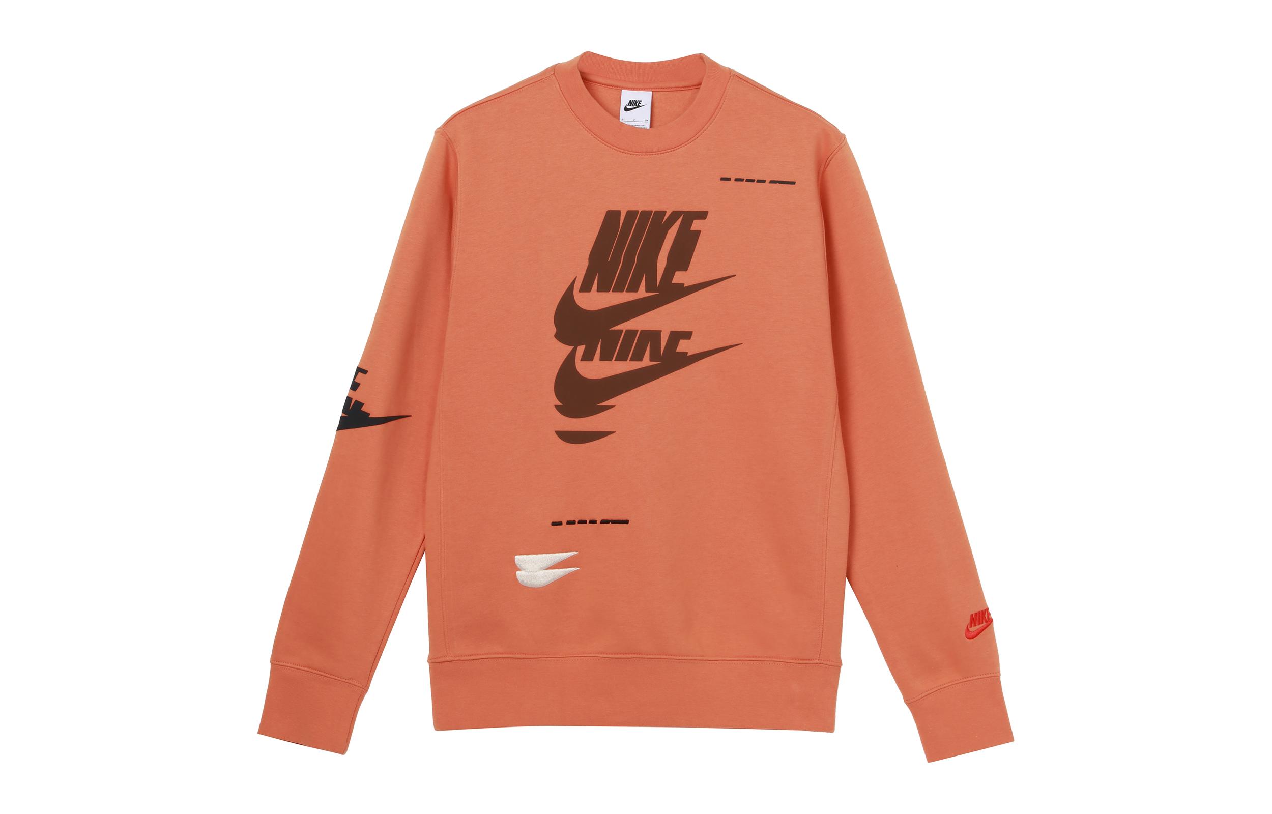 Nike Sportswear Essentials Sweatshirts Men s Orange Crew Neck Thickened Regular DM6876-808 XXL