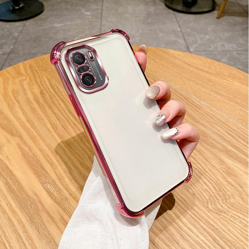 Per Xiaomi Poco F3 Custodia Redmi K40 Pro Custodia Telefono Poco F3 Xiaomi Mi 11i Angoli Spessimento Antiurto Placcatura Silicone Cover Posteriore