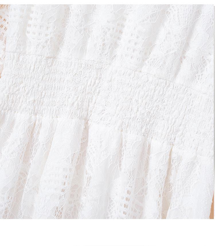 Sukienka damska plus size jesień 2023 francuska biała koronkowa sukienka z rękawami 3/4, długość midi