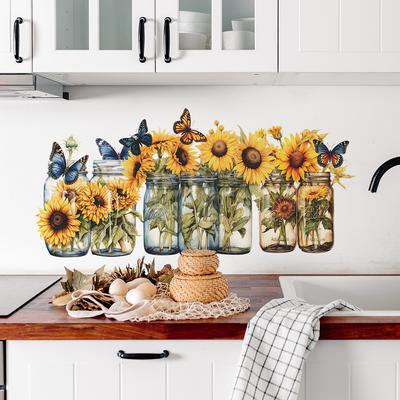 Painted Sunflower Butterfly Office Living Room Home Background Decoration Wall Sticker