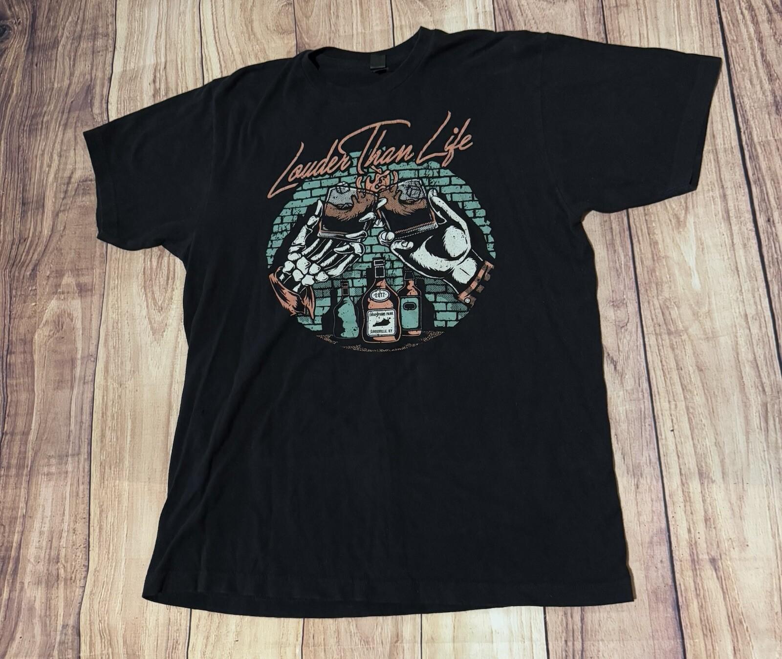 LOUDER THAN LIFE Concert 2017 Black T Shirt LOUISVILLE KENTUCKY Size Large L XXXL