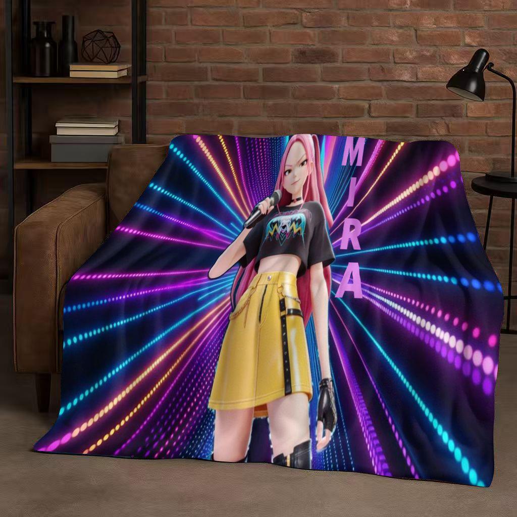 2026 Neue Cartoon Kpop Dämonenjäger Zoey Rumi Mira Musik Flanelldecke, Ultraweiche Plüschdecke für Zuhause Schlafzimmer Bett Sofa Abdeckung