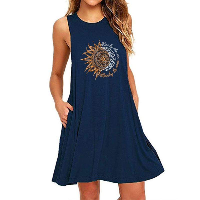 IHUASU Fashion Summer Spring Sleeveless V-Neck Casual Dresses