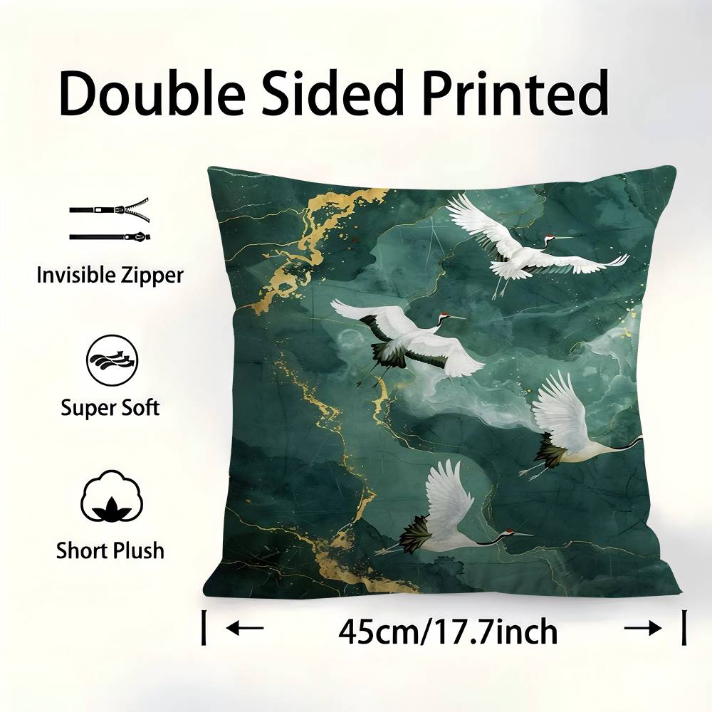 Sage Green Cranes Cushion Cover Pillowcase Upholstery Sofa Throw Pillow Home Decor Pillowcas