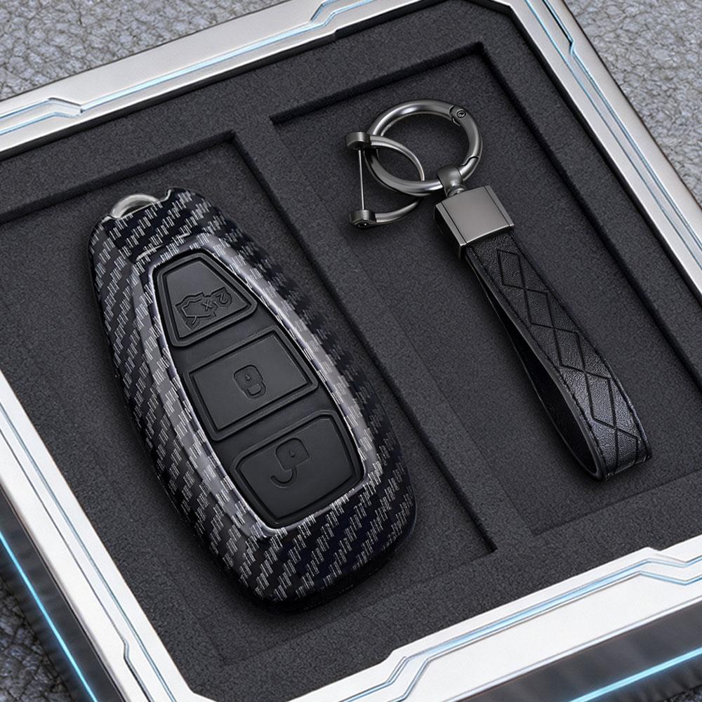Abs Carbon Car Key Case For Ford Puma Grand C Max Focus Mondeo Kuga Fiesta Ecosport Transit Kuga Silicone Remote Key Case