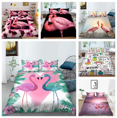 3D sada povlečení Flamingo Digitální tisk s vysokým rozlišením Potah na přikrývku pro zvířata Pouzdro na polštář 2 nebo 3 kusy AU240 * 270 Extra velká domácí dekorace