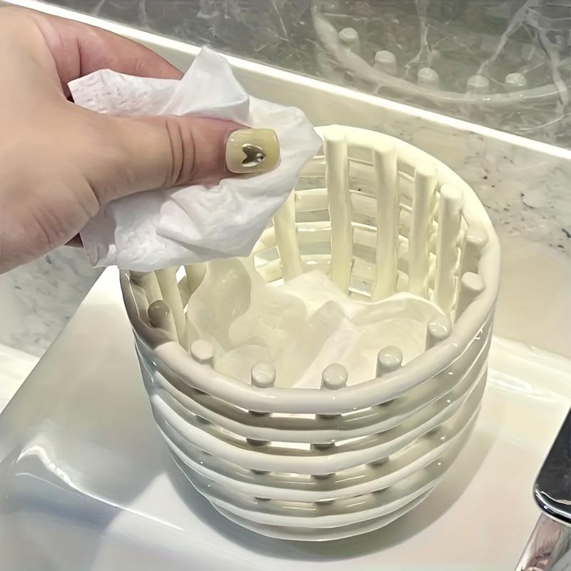 

1pc Modern Bathroom and Kitchen Storage Basket - Open Storage Box, White or Black Available - Suitable for Vanity, Countertop