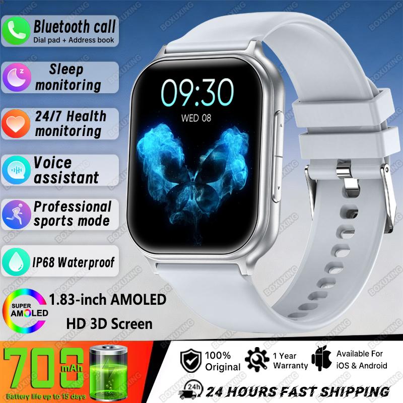 

New Smart Watch Men 700 mAh Battery Sports Fitness IP68 Waterproof Heart Rate Bluetooth Call GPS Track Smartwatches Women серый