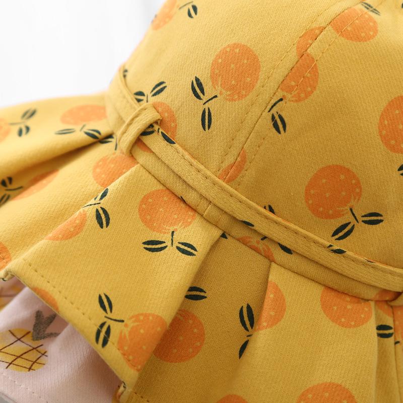 Schattige Zomerhoed voor Baby Meisjes Panama Katoen Fruitprint Kinder Bucket Hoeden Prinses Kinder Zon Hoed Strand Reizen 1-3J