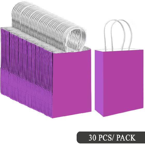 qiqee 24PCS Medium Gift Bag with Handles Bulk 11"x5"x8" Gift Bags Pink Purple Bags Multiple Uses (Medium Size)