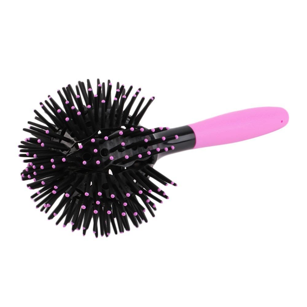Heat Resistant 360 Degree Ball Hairbrush Pink Round Curly Hair Comb  Make Up