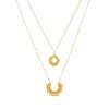 Gold Plated Stainless Steel Layered Sunburst Pendant Necklace for Women