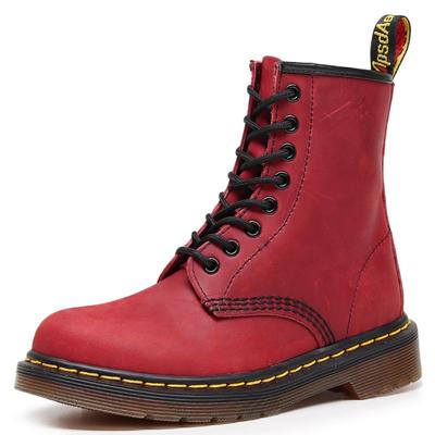 Botas de locomotora rojas Crazy Horse de caña alta para mujer, botines retro clásicos, botas de cuero genuino para hombre y mujer, cabeza redonda, tendencia