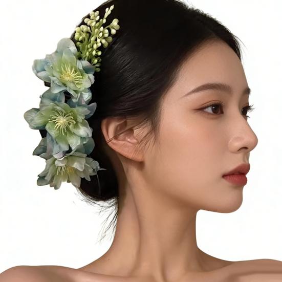 Hairpin 3D Artificial Flower Decor Hair Comb Easy To Wear Broken Hair Fixer Outdoor Travel Hair Stick Hair