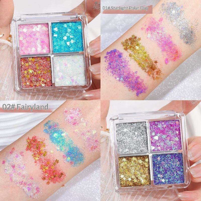 Children's Day Large Sequins Four-color Children's Eyeshadow Party Dance Stage Makeup Fine Sequins 4-color Eyeshadow Disc
