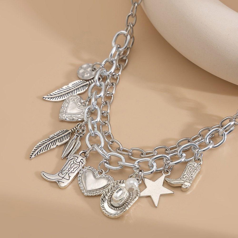 Creative Choker Necklace Adjustable Goth Double-layer Clavicle Neck Chain Neck Jewelry