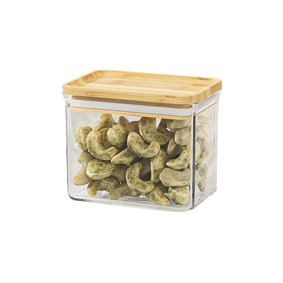 Grain Container Airtight Storage Container with Wooden Lid Transparent Food Canister S
