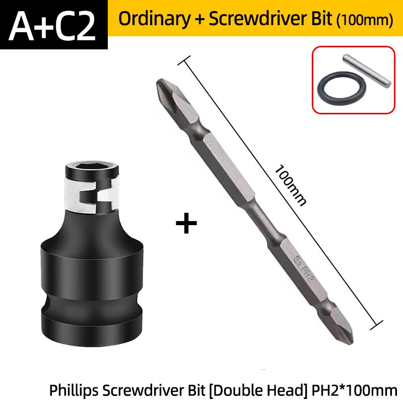 PH2 Phillips Screwdriver Bits Cross Head Magnetic 50/100/150mm Hand Tool 1/2” Square To 1/4” Hex Wrench Socket Adapter Converter