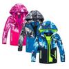 Girls' Candy Color Waterproof Windbreaker Jacket: Hooded, Breathable, Fleece-Lined, Printed.