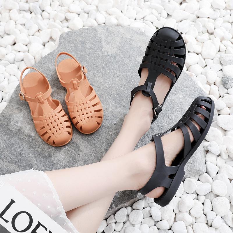 Baotou Sandals Hollow Non-slip Beach Shoes Retro Crystal Jelly Shoes Women's Casual Shoes Batch
