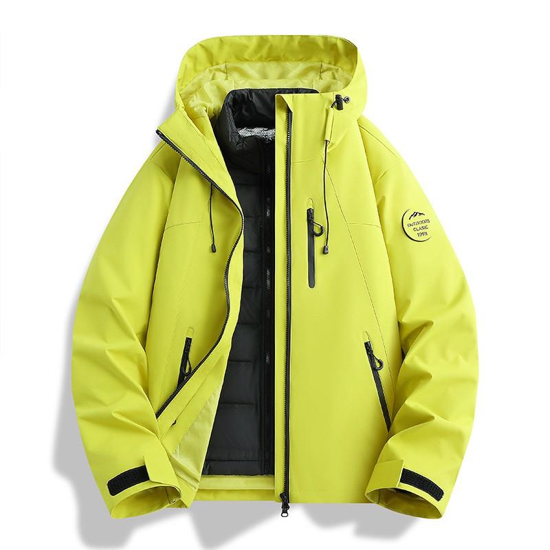 Mens Womens 3-in-1 Waterproof Windproof Hiking Jacket With Removable Down Liner Outdoor Trekking Camping Cycling