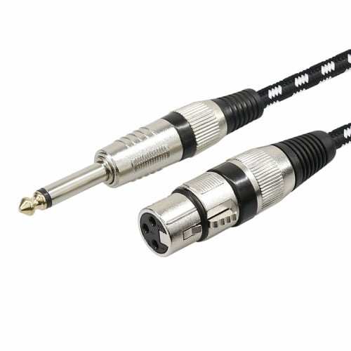 Two 2m Microphone Cables, FURUI XLR Female to 1/4' Cable with Nylon Braid, 6.35mm Mono TS to XLR Female Cable, XLR Microphone Unbalanced Cable