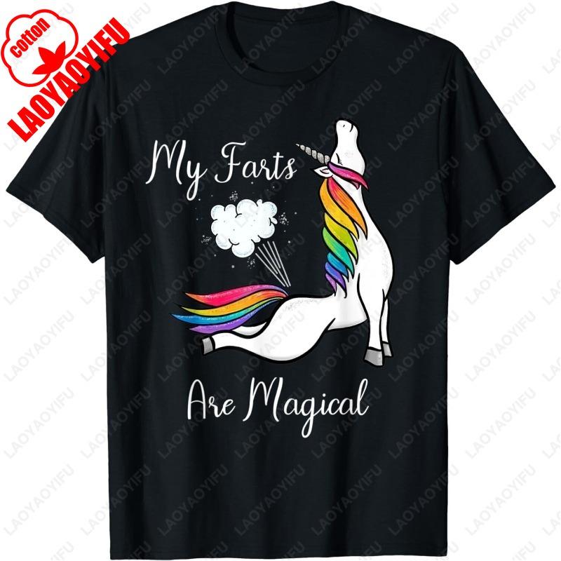 Funny Rainbow Farting Horse Gift My Farts Are Magical Gift Unisex Women TShirt Unique Lovely Printed Tops Cotton Unisex Casual Tees 4XL
