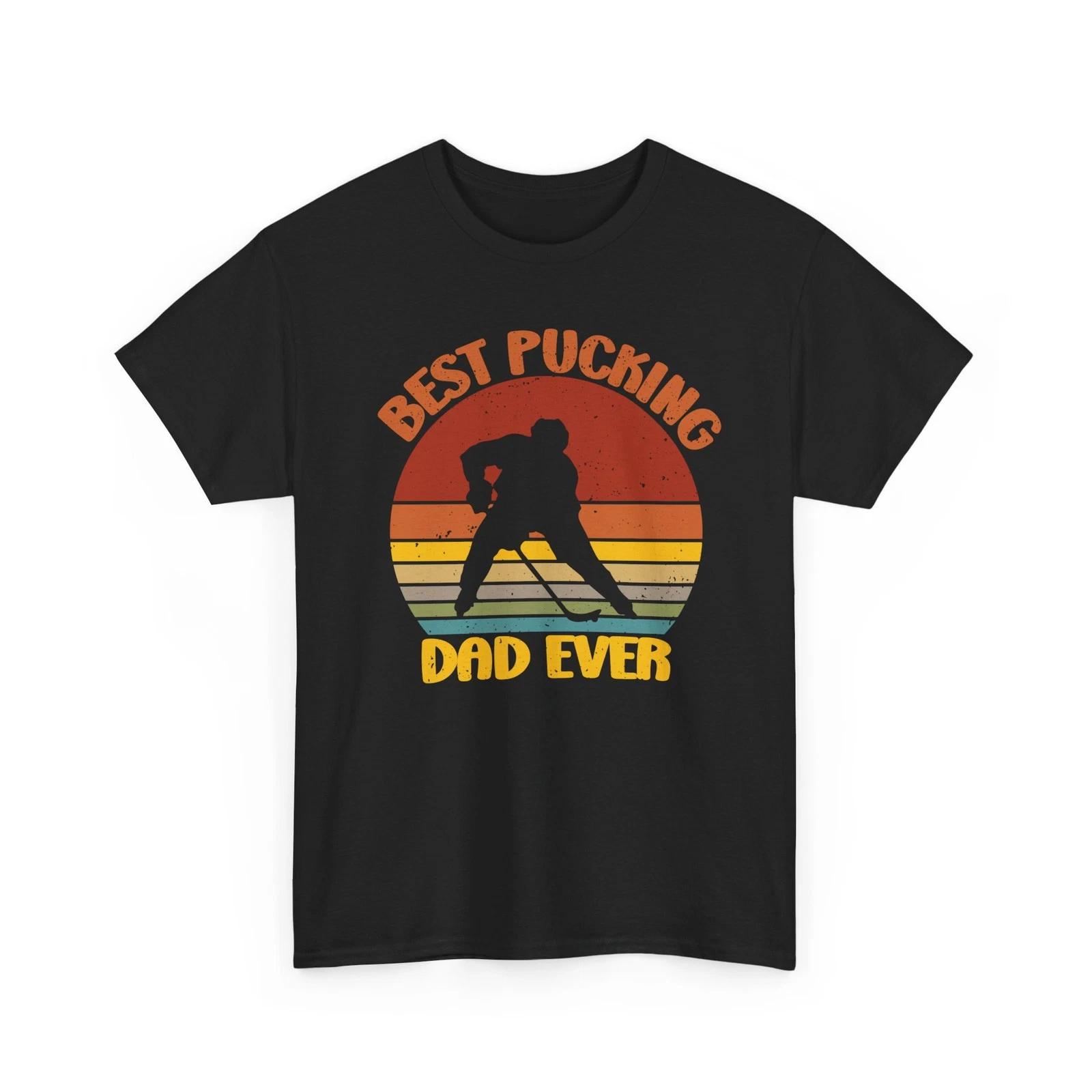 Hockey Dad Shirt, Best Pucking Dad Ever Ice Hockey Player Men Dad Shirt XL