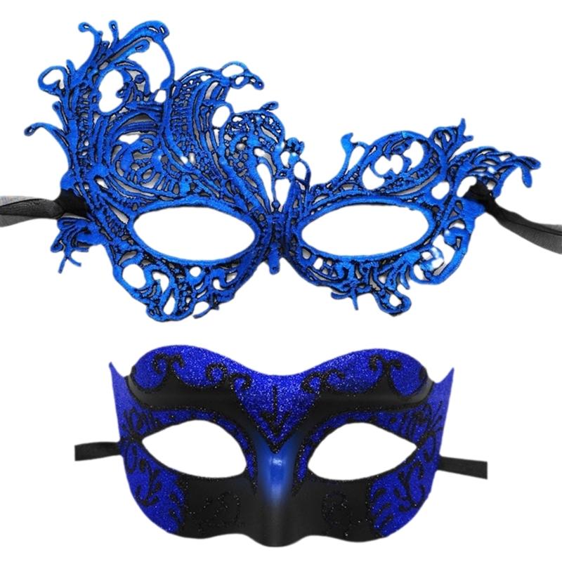 Set of 2 Comfortable Couple's Masquerades Mask Stylish Party Mask Accessory for Masquerades Balls and Costume Parties