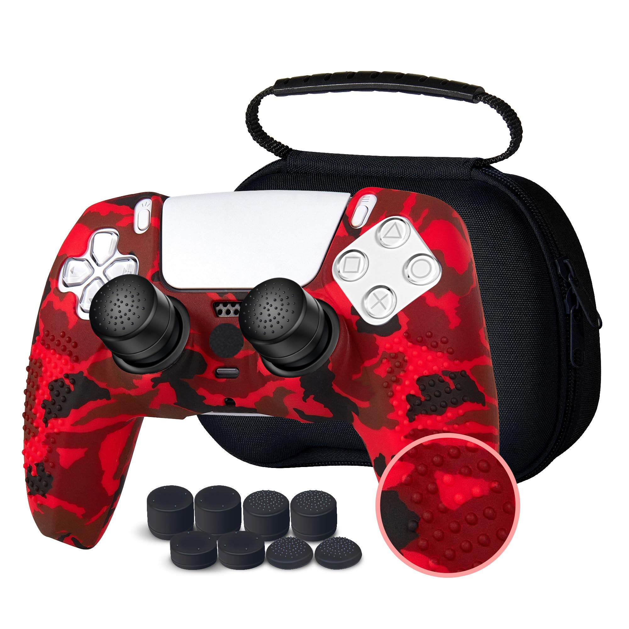 

JYXETOV PS5 Controller Cover Storage Bag Free 8 Button Silicone Charging with Original Suitable for Printing + (27 Options), Caps, Protection,