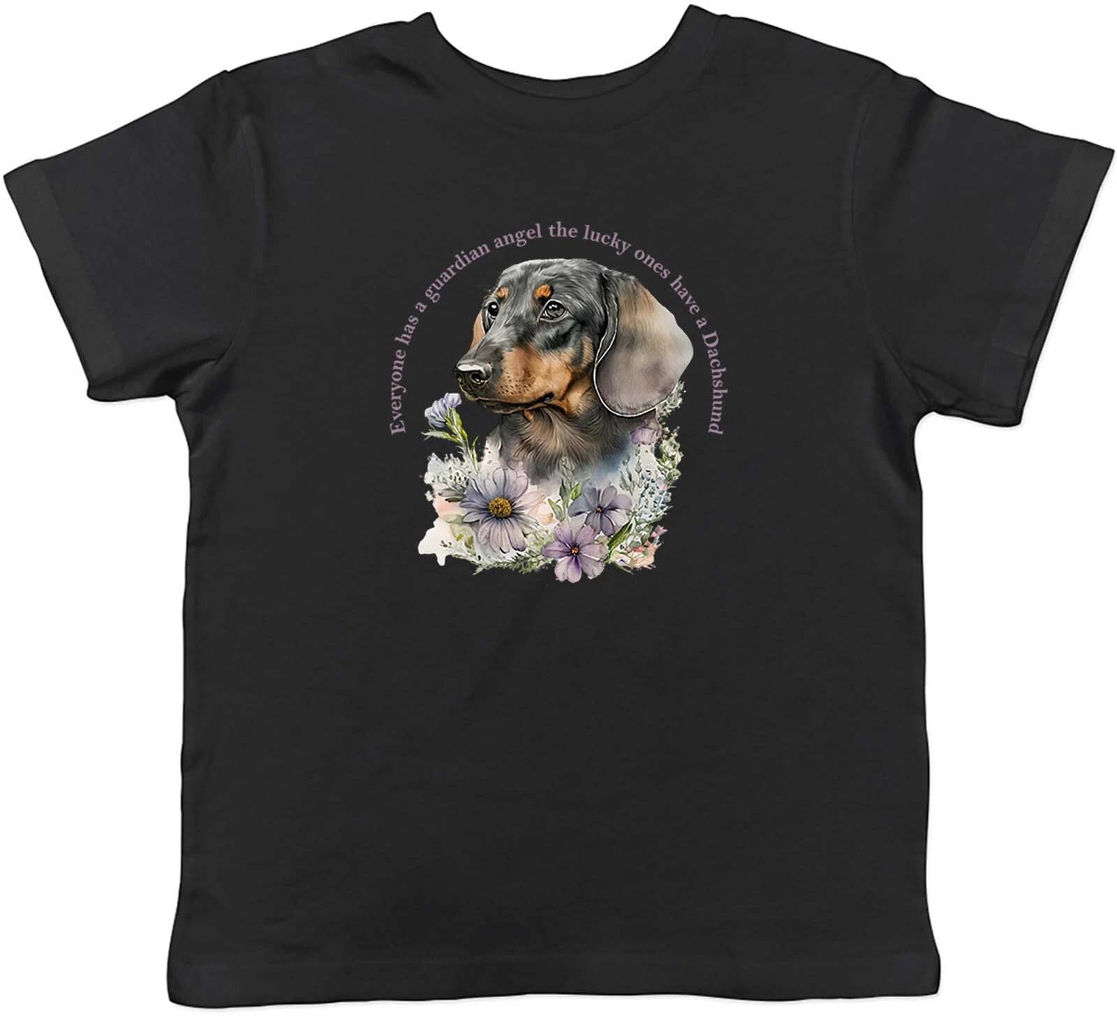 Dachshund Kids T-Shirt Pet Dog Lover Guardian Angel Childrens Boys Girls Gift 140