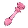 Heart-shaped Rose Pink Glass Dildo for Men & Women - Ice Fire Masturbation Device & Anal Plug