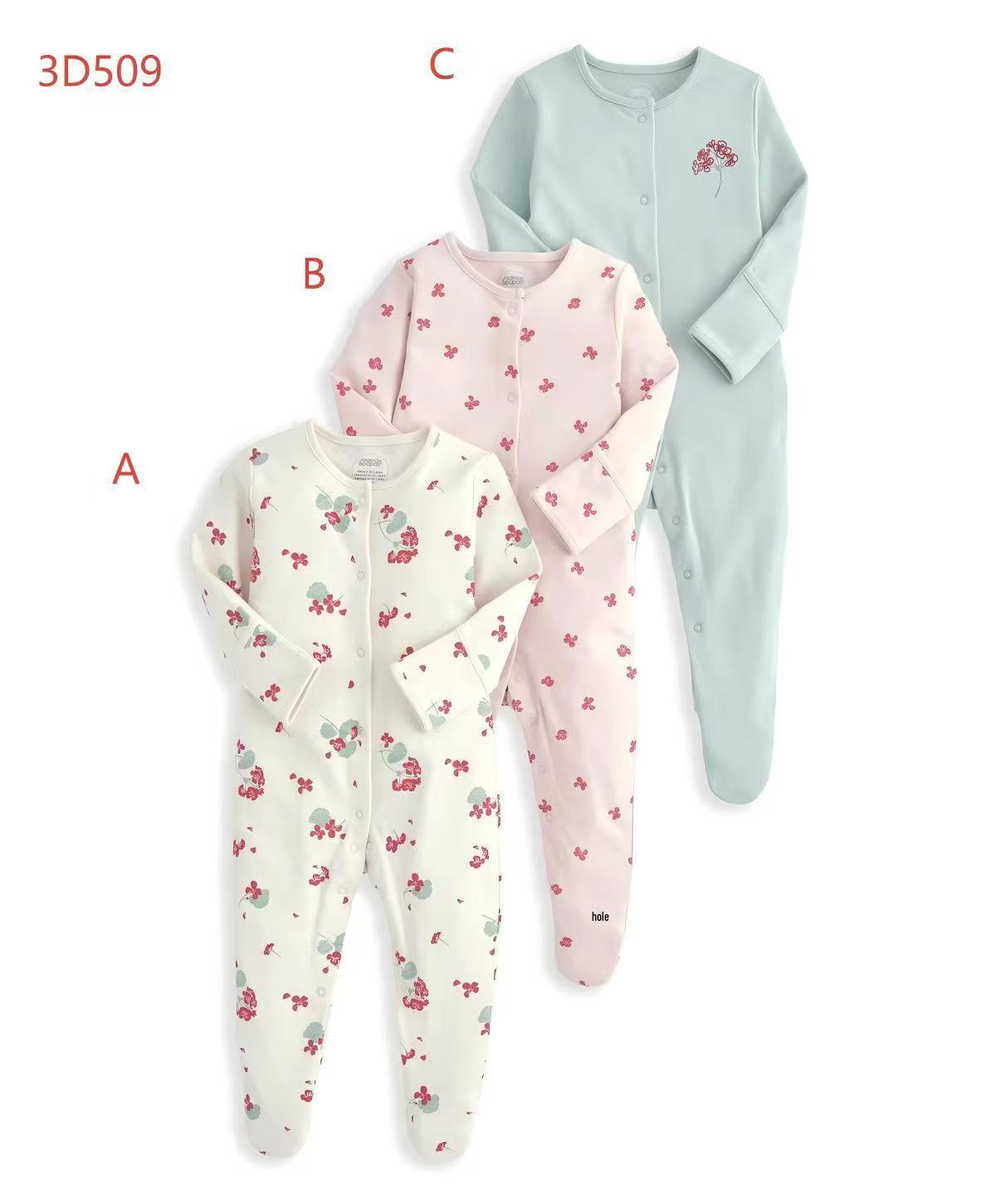 

Детский комбинезон на весну и осень: Хлопковый ромпер-пижама с закрытыми ножками для новорожденных мальчиков и девочек 0-3 months (59 cm) Newborn