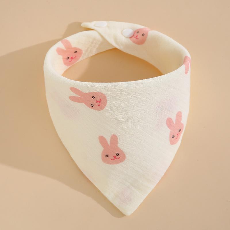Baby Saliva Towel Class A Four-Layer Crepe Cartoon Snap-Button Bib Baby Triangle Scarf Newborn Bib
