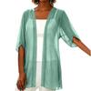 Women's Color 3/4 Sleeve Chiffon Cardigan - Lightweight Summer Loose Fit Open Front Casual Outerwear for Women