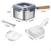Camping-Kochset, Lebensmittelsieb, 2,5 l, Kochgeschirr, Bratkorb, quadratischer Topf für den gewerblichen Grillgebrauch