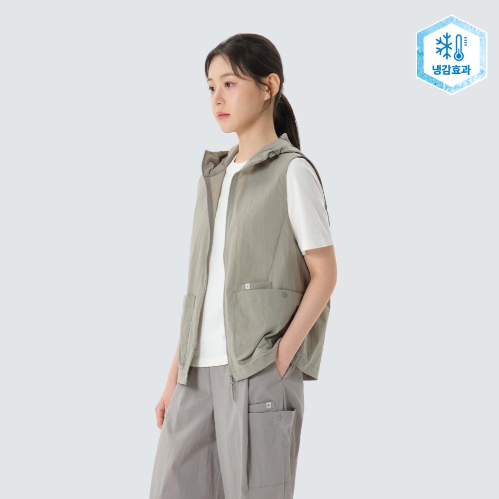 SNOWPEAK Root Women's Hooded Vest Khaki Gray (S26MWRVE65)