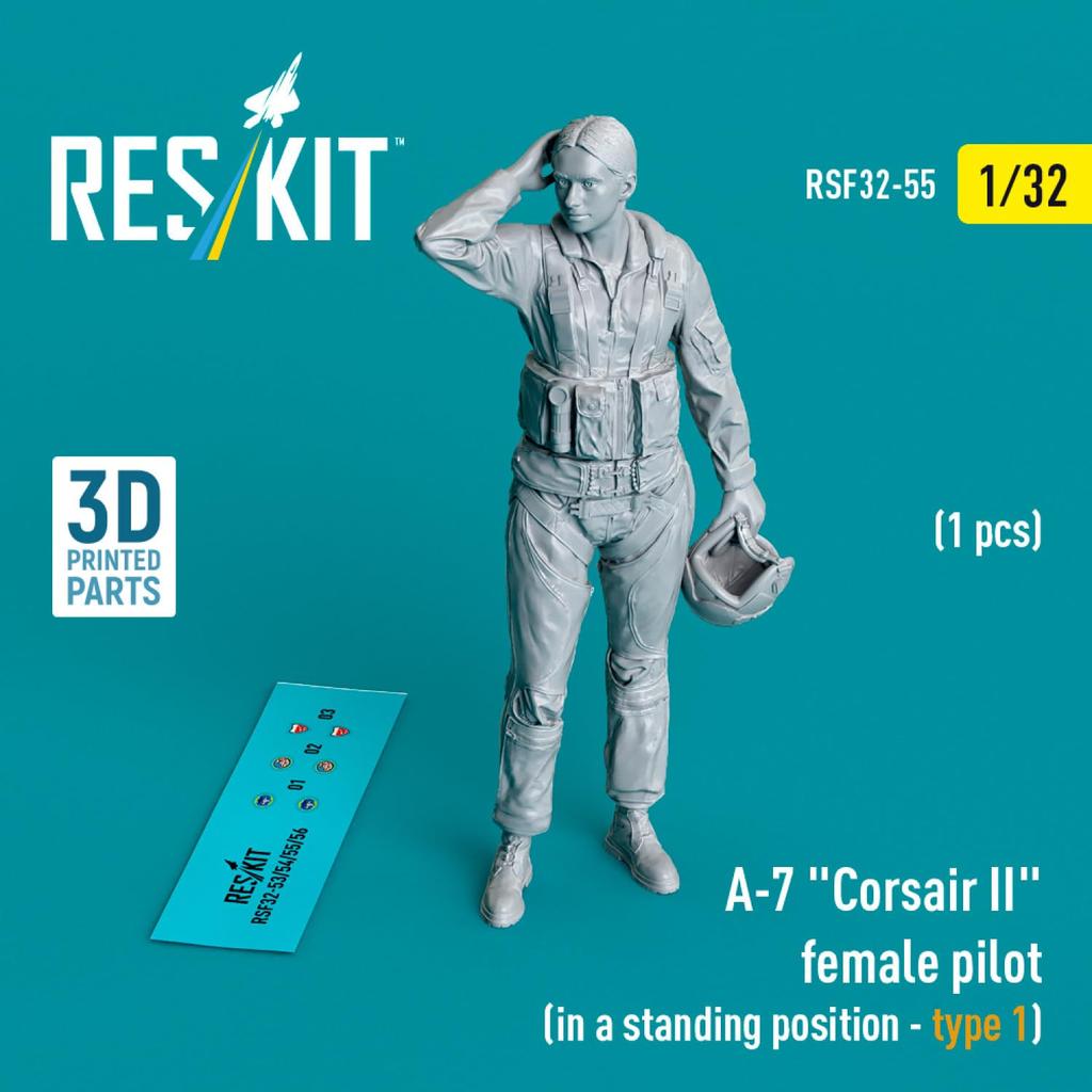 Reskit Corsair II Female Pilot Standing Position 1 3D Printer Resin Kit 1/32 A-7 RSKF32-0055 (Airplane)