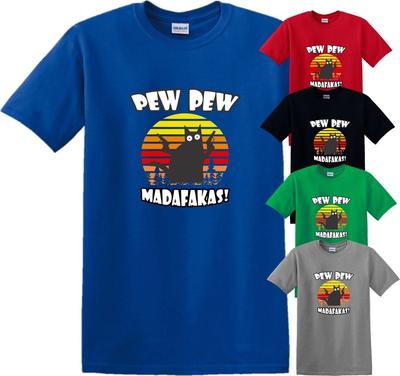 Pew Pew Madafakas T-shirt Chat Vintage Drôle Rétro Cadeau d'Anniversaire T-shirt Haut