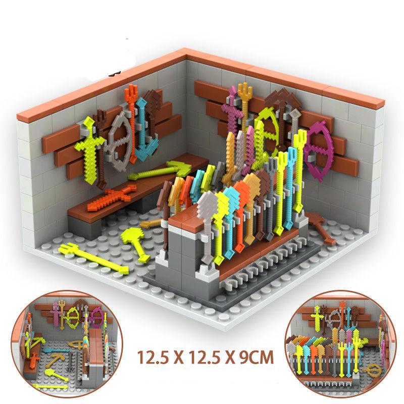 

MOC Set Game My World Weapons House Package Accessories Building Block Set Toys Playsets Compatible Steve Cartoon Characters Figures Block Bricks