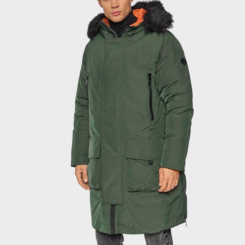 Armani Exchange Solid Color Mid-Length Hooded Cotton Coat Men Coats Deep-Forest-Green 6KZL48-ZNITZ-1863