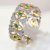 Brincos Venezianos Vintage Italianos Bicolores Dourados com Diamante Verde Lágrima Conjunto de Joias Femininas Anel Antigo Francês Olho Estrela Lua Esmeralda