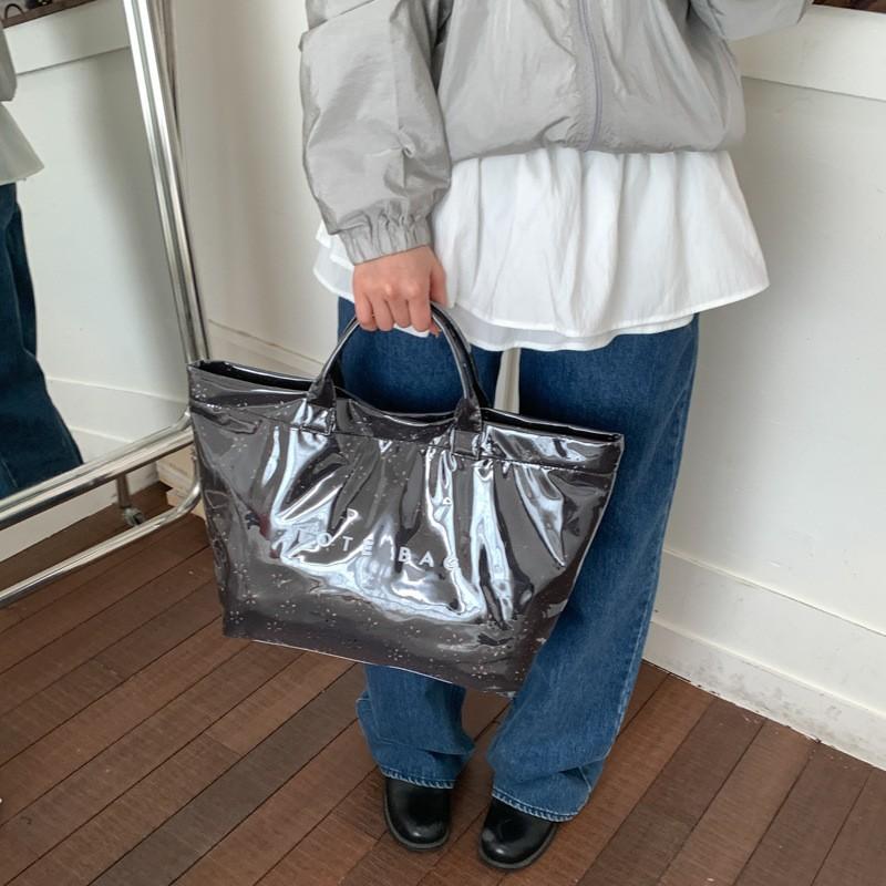 Transparent Pvc Tote Bag Large Capacity Waterproof Floral Pattern Shoulder Bag Lightweight Handbag For Women Work Commut Handbag