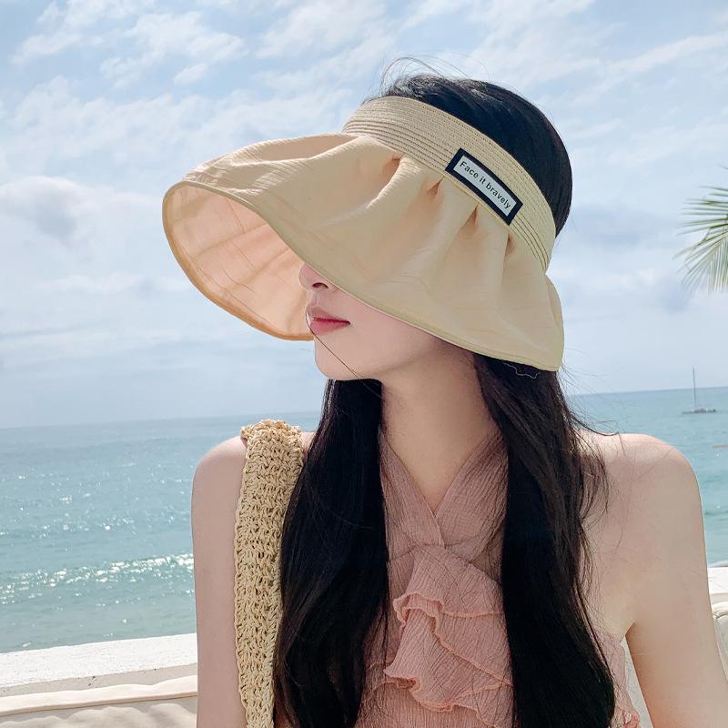 New Hat Women's Fashion Letters Empty Top Sunscreen Sun Hat Summer Travel Vacation Sun Hat Beach Hat