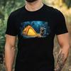 T-Shirt Men Camping Raccoon Motif Cotton Size XS To 5XL