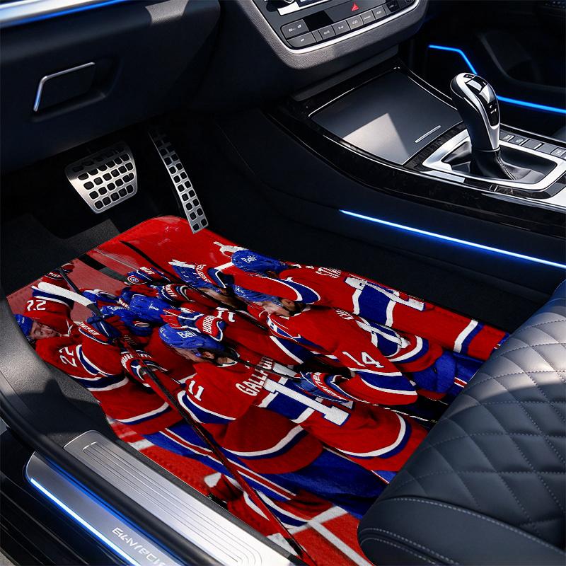 Montreal Canadiens pattern Black Car Floor Mats Full Coverage All-Season Car Mats, XPE Non-Slip And Wear-Resistant Mats Suitable for SUV Interiors, T