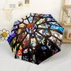 Anime Characters In Stained Glass Compact Travel Automatic Umbrella Compact & Durable 8-Rib Design Sturdy Construction for Women/Men Fashionable