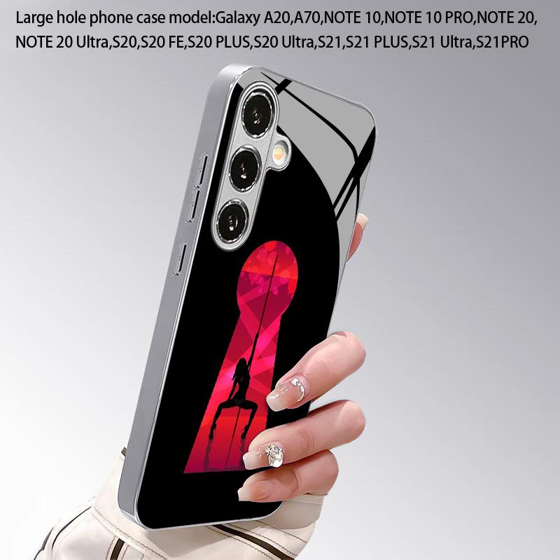 2D Lock Pattern Phone Case for Samsung S26 S25 S24 S23 S22 S21 S20 A56 A36 A16 - Electroplated Glass Protective Cover